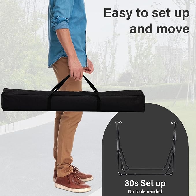 2 in 1 Hammock with Stand Outdoor Hammock Swing Chair with Portable Heavy Duty Stand Multi-Functional Hammock Stand 480 lbs Weight Capacit-Black