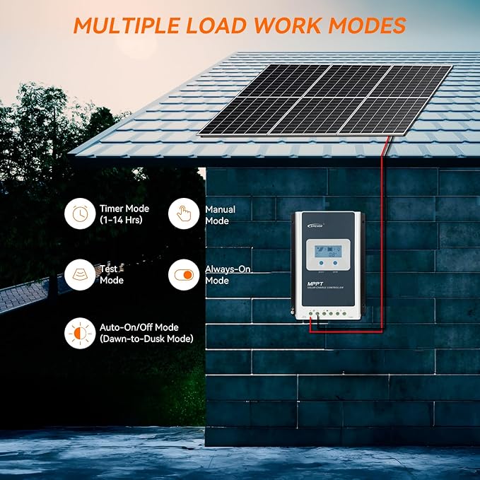 EPEVER 40A MPPT Solar Charge Controller 12V/24V Auto Negative Grounded 40A Solar Regulator Support Batterless Run and fit for Lead-Acid and Lithium Battery