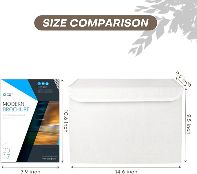 Bagnizer Large 22 Quart Linen Fabric Foldable Storage Bin Cube Organizer Basket with Flip-Top Lid &amp Handles Clothes Blanket Box for Home Office Closet White 4 Pack 14.6 x 9.5 x 9.5”