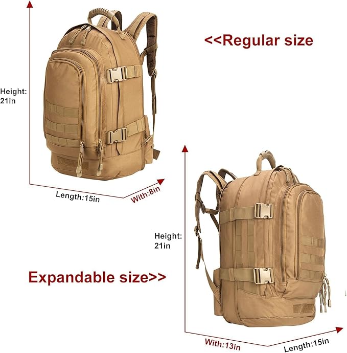 Large Tactical Expandable Backpack 39L-64L Military Bug Out Bag With Waist Strap