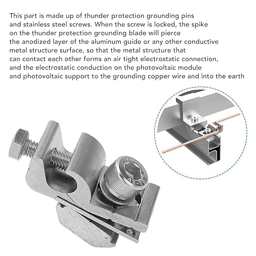 10PCS Solar Mounting System Grounding Clip Lug Bracket Clamps Photovoltaic Support Parts Coupling Earthing Cable Clamp