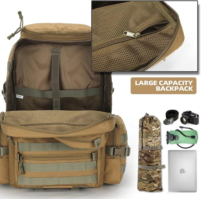 Lovelinks21 Hiking Trekking Rucksack Military Hiking Backpack 3 Day Molle Assault Pack Waterproof EDC Bag for Outdoor