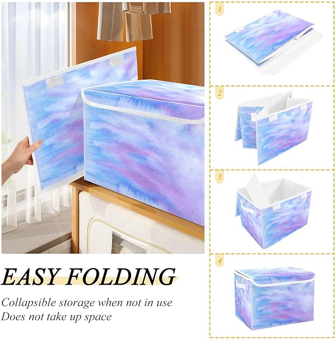 Gradient Storage Container with Lid Collapsible Clothing Storage Lids for Clothes for School Supply Dormroom Storage