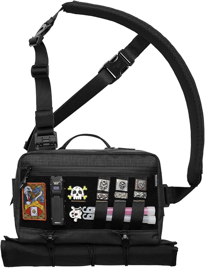 TACTICAL_GEEK L3 Pro EDC Crossbody Bag Chest Bag with Adjustable StrapDaily Carry Sling Pack Large Capacity Daypack Organizer for Camera Drones（T500 Black）