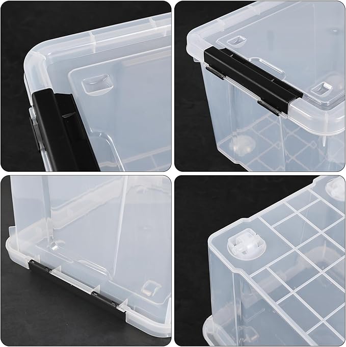 4 Packs 22 Qt. Plastic Storage Bins with Lids Stackable Organization Bins Storage Containers Box with Latches Clear