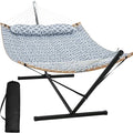 SUNCREAT Hammocks for Outside with Stand Freestanding Hammock with Frame 450 lbs Capacity Grey Pattern