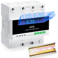 63A 110V Automatic Transfer Switch 2P Dual Power Select Interruptor Electrical Changeover Switch with LED Display Mini ATS Din Rail Mount 50/60Hz CE Certified for Backup Power