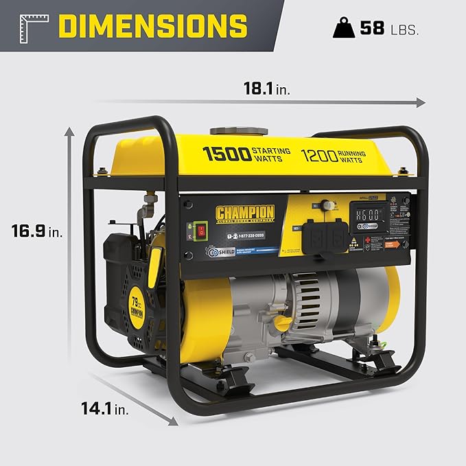 Champion Power Equipment 1500-Watt Portable Generator with CO Shield