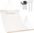 Lazy Daze Hammocks 12 FT Sunbrella Fabric Quilted Hammock Double Sunbrella Quilted Hammock with Spreader Bars &amp Pillow All Weather and Fade Resistant for Outdoor 450 lbs Capacity Cast Pumice