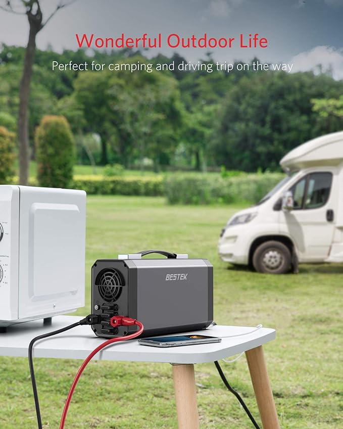 BESTEK 1200 Watt Power Inverter 12V DC to 110V AC Car Inverter with LCD Display 2 AC Outlets 5V/2.4A USB Port Cables Included Car Power Converter for Truck Home Vehicles Laptop