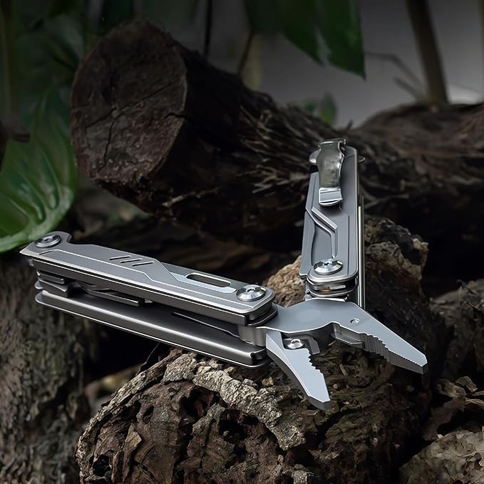 Multitool 20-in-1 Full-Size Multi-Purpose Pliers Lightweight EDC Nylon Bag With Safety Locking Camping Knives &amp Tools Mens Gifts Ideas Gifts for Hunters Men who have Everything (Silver)