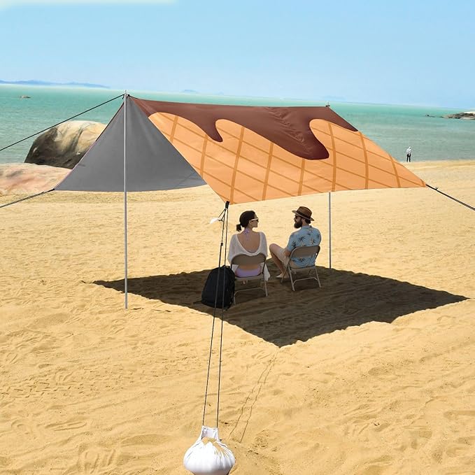 ALAZA Pink Ice Cream Beach Tent Sun Shelter Portable Canopy Sunshade for Outdoor Camping Picnics Backyard Fun 10x9 ft