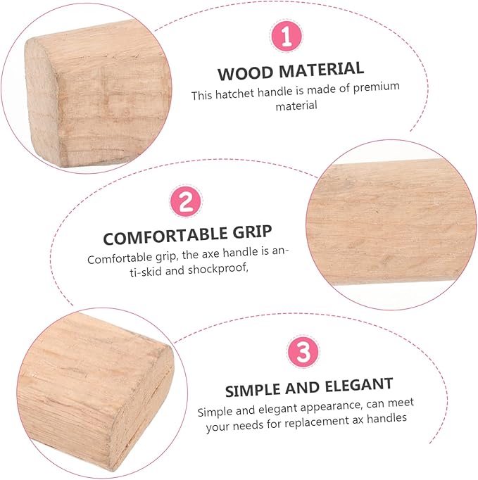 HOMSFOU 2pcs Broad Wooden Handle Ax Replacement Kit Camp Wood Handle Easy Install