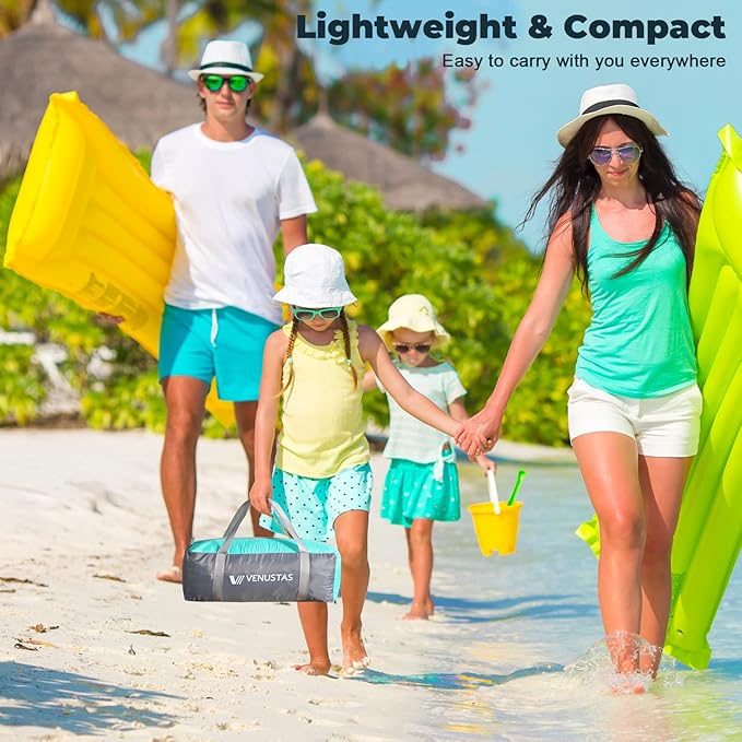 Venustas Beach Tent Sun Shelter for 3/4/6/8 Person UPF 50+ UV Protection Beach Canopy Lightweight and Easy Setup Cabana Portable Shade Tent