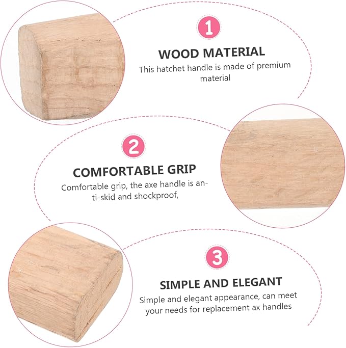 NUOBESTY 2pcs Replacement Axe Handle for Camping Wooden Hatchet Handle Installation Supplies