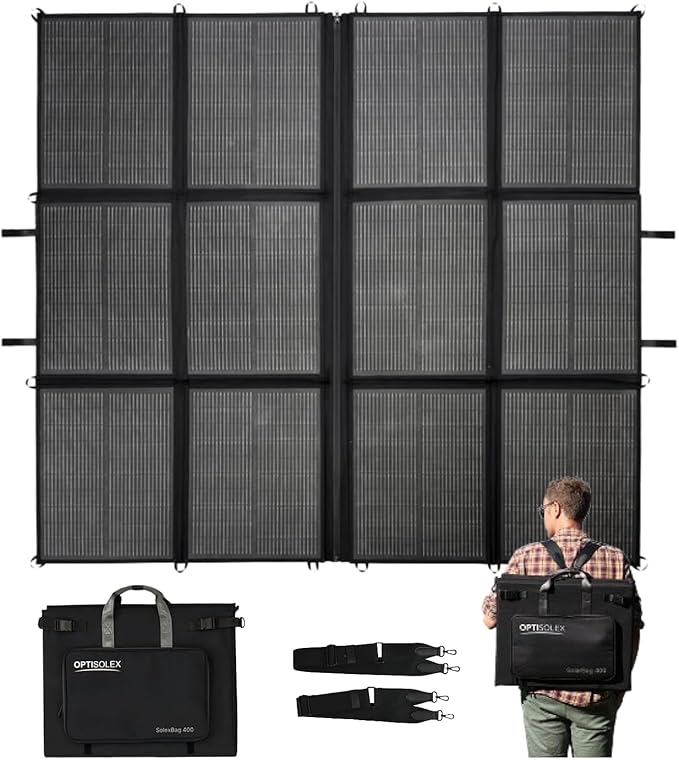 440W Portable Solar Panel 17.2lbs Foldable SolarBag Splits 2×220W Solar Blanket 25% High Efficiency Lightweight Solar Panel Charger for Camping RV SUV Marine Off Grid