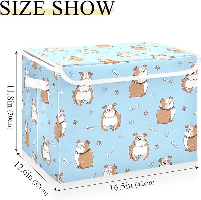 susiyo Large Foldable Storage Bin with Flip-Top Lid Cute Cartoon Dogs Storage Box Collapsible Closet Organizer Containers Boxes Decorative Baskets with Handles for Home Bedroom Living Room Office