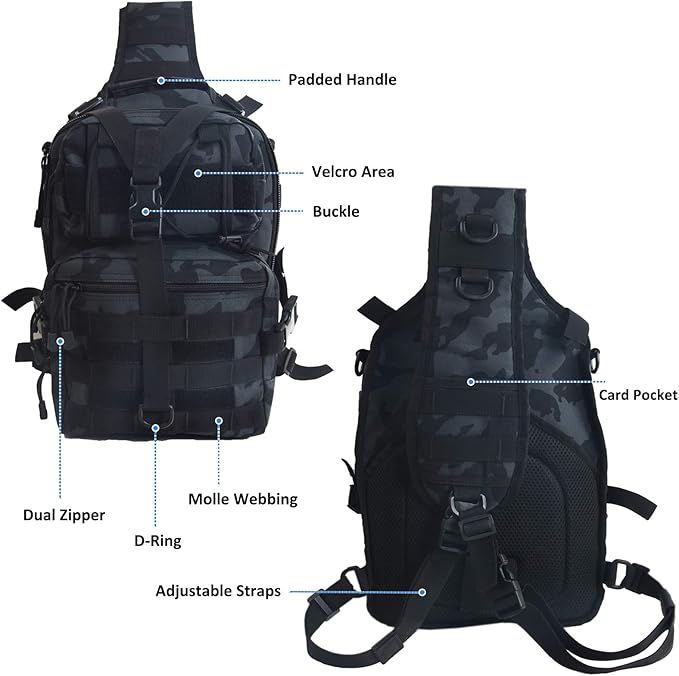 hopopower Tactical Sling Bag Sport Bag Military Rover Shoulder Backpack EDC Assault Range Bag Chest Pack Handbag Waterproof