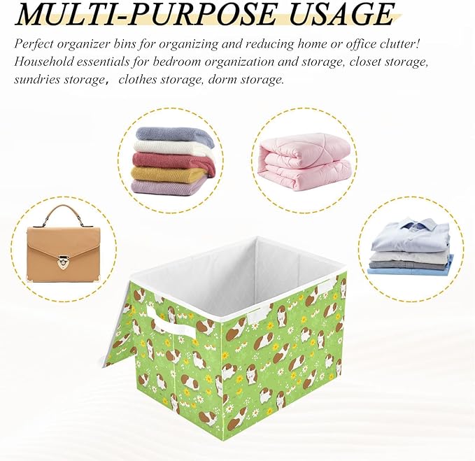 Storage Box Guinea Pigs Closet Storage Bins with Lids Foldable Oxford Fabric Storage Box for Home Bedroom Closet Office (16.5x12.6x11.8 in)