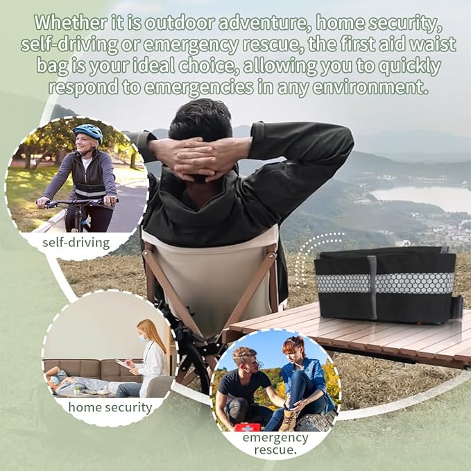 Empty First Aid Waist Bag Molle Medical Pouch with Belt EMS Fanny Pack with Three-piece SystemIFAK Medical Bag for CampingHiking or Traveling (Black)