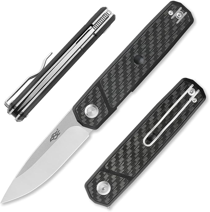 Firebird GANZO FH927 Sturdy Pocket Folding Knife D2 Steel Blade G10 Anti-Slip Handle with Clip Camping Hunting Fishing Outdoor EDC Utility Pocket Knife (Carbon Fiber)