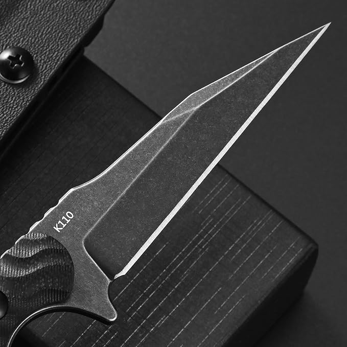 Gtkii GTK341 Fixed Blade Knife K110 Steel Blade G10 Handle Full Tang EDC Tool Knifes for Outdoor Camping Adventure(Black)