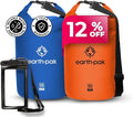 Earth Pak Waterproof Dry Bag - Roll Top Waterproof Backpack Sack (Blue 55L &amp Orange 55L)