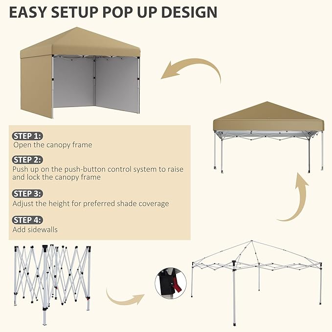 10x10 Maximum Performance Pop-Up Canopy with Full Sidewalls Coverage Weight Bags for Height Adjustment Included Durable Weather-Proof Construction