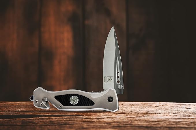 Army Folding Elite Tactical Knife | Great Gift for the Veteran in your Life | Disabled Vet Owned Business | Army Knife Silver