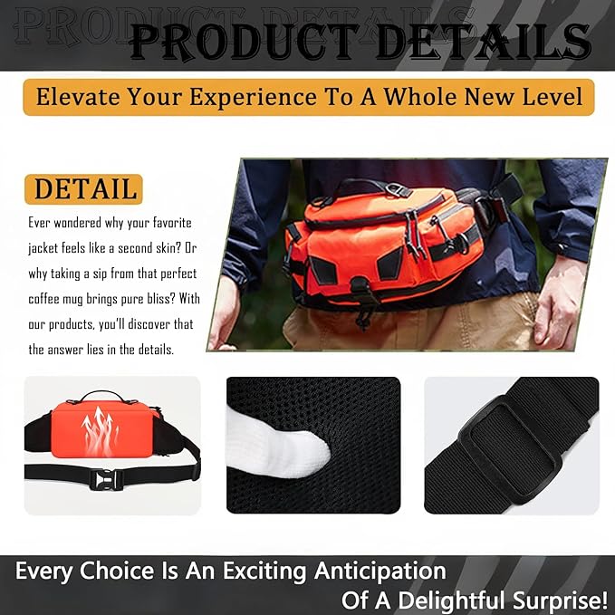 Large Capacity Multi-Pocket Fanny Pack Trendy Fashion Unisex Waist Bag Versatile Crossbody Bag for Men and Women Fits Phones Wallets and Essentials(Orange)