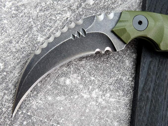 Ccanku C1691 Fixed Blade Knife D2 Steel G10 Handle 4 InchesOutdoor Survival Claw Teeth KnifeCamping EDC Tools Kydex Sheaths … …