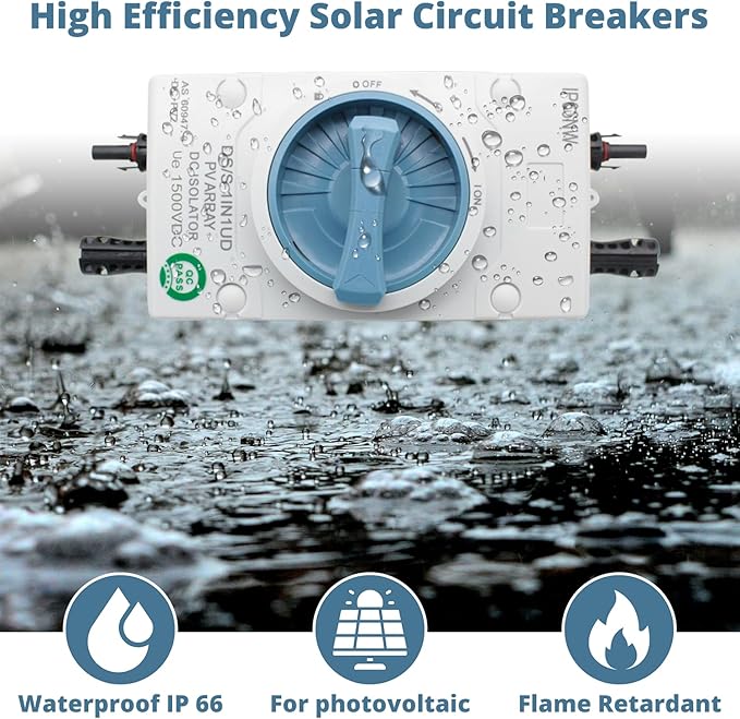Anti-UV Solar Circuit Isolator Box 1000V IP66 The 4-Pole 32A DC Isolator Suitable for Solar Systems Homes RVs and Boats Weatherproof and Durable (1in 1out) Solar Power Disconnect Switch