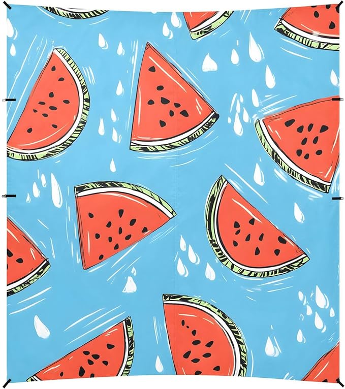 ALAZA Red Watermelon on Blue Pattern Beach Tent Sun Shelter Portable Canopy Sunshade for Outdoor Camping Picnics Backyard Fun 10x9 ft