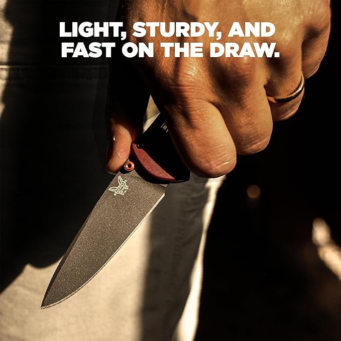 Benchmade - Barrage Tactical Every Day Knife Plain Edge Drop-Point Blade Redstone Richlite Handle (581BK-04)