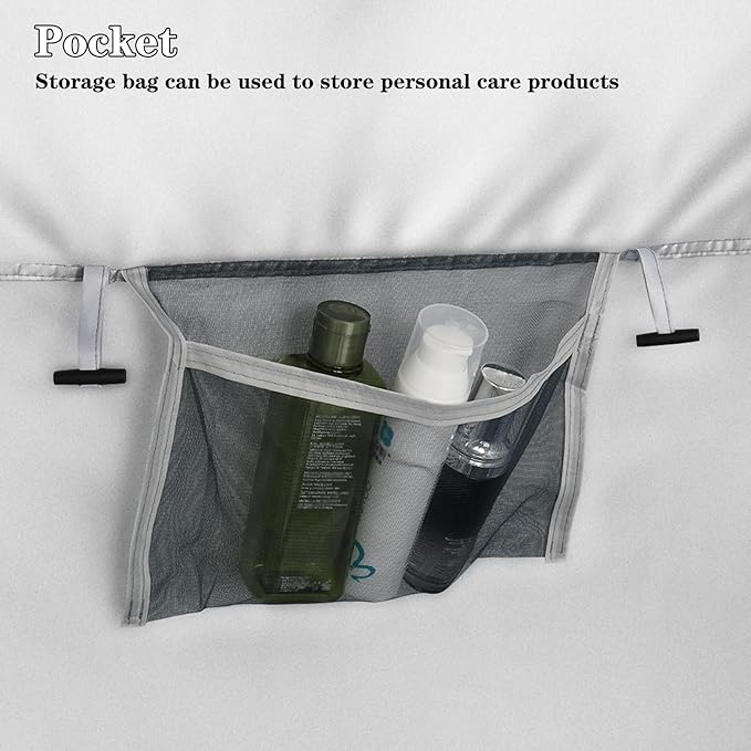 2 Room Pop Up Privacy Shower Tent 7.5 FT Changing Room Tent with Floor and Carry Bag Sun Shade Canopy Outdoor Rain Shelter for Portable Toilet Camping Dressing Hiking Beach (Blue and White)