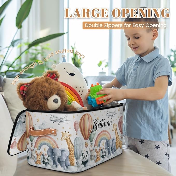 Storage-Bins with Lids Personalized Closet-Storage-Bins Under-Bed Stackable-Cubes-Box for Home Bedroom Animals