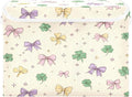 Storage Bins With Lid Stackable Fabric Closet Organizer Clothing Storage Large Boxes For Closet Shelves Bedroom Clovers Bows Stars Beige