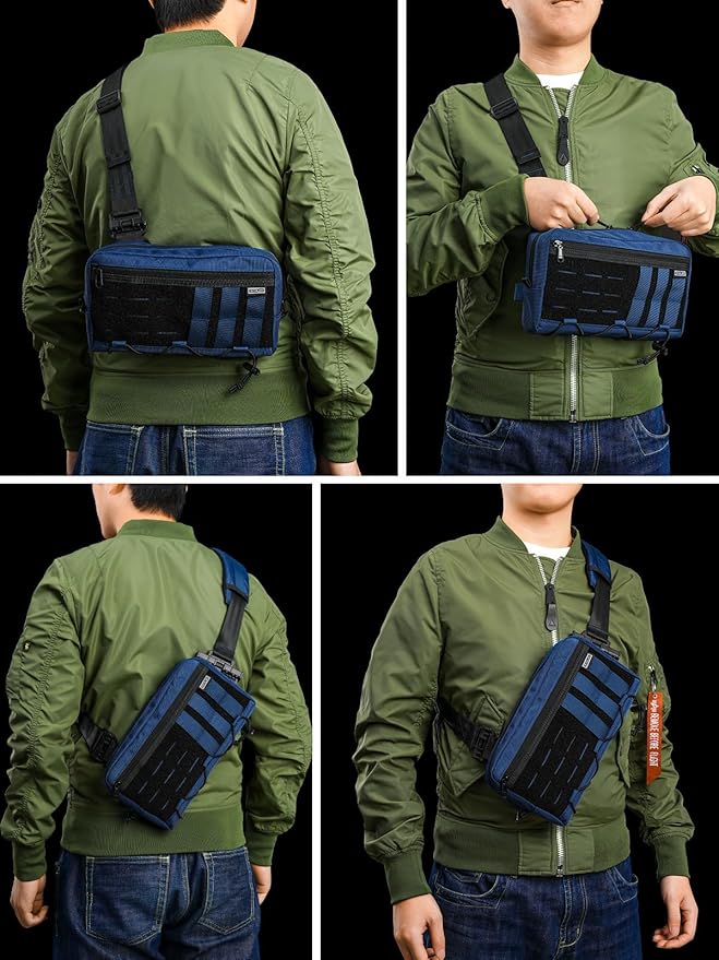 TACTICAL_GEEK Crossbody Shoulder Bag Multipurpose Daypack Chest Backpack Casual Sling Bag for Men &amp Women (L3C-Blue)