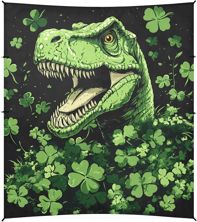 ALAZA Happy St. Patrick's Day Dinosaur Shamrock Beach Tent Sun Shelter Portable Canopy Sunshade for Outdoor Camping Picnics Backyard Fun 10x9 ft