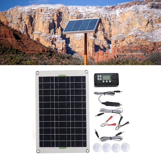 30A MPPT Solar Controller and Solar Panel Kit 12V 24V 50W Solar Panel Charger Battery Charger for RV Trailer Boat Marine Camping Emergency