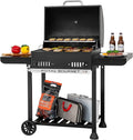 24-Inch Charcoal Grill with Foldable Side Tables Movable BBQ Grill with 470 Sq. In. Cooking Area for Backyard Patio and Parties Black CD1824EH-SC