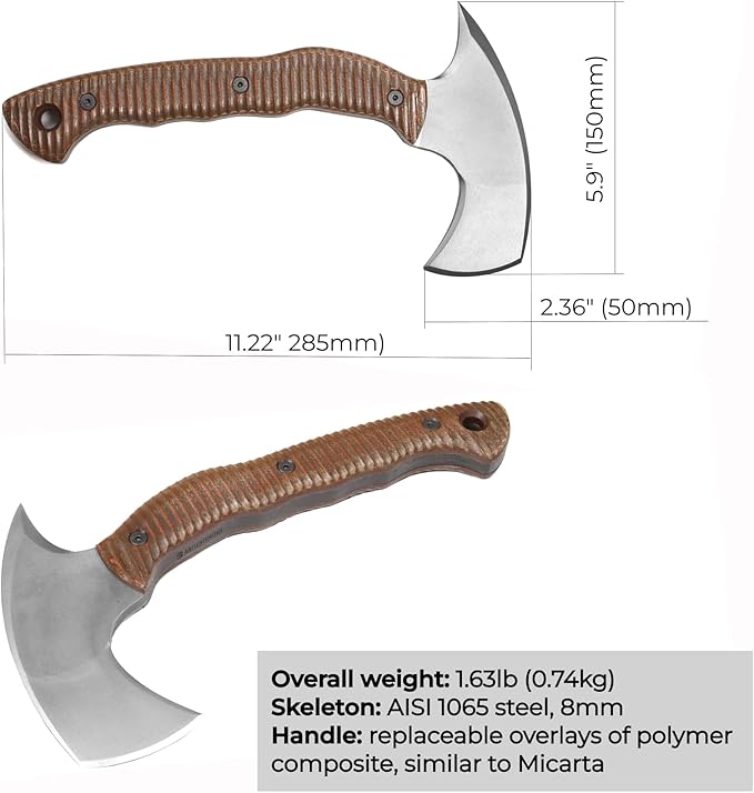 AncientSmithy Tomahawk Axe - Handmade Tactical Tomahawk Hatchet - Full Tang Combat Axe for Military Camping and Outdoor Activities (Blade and Spike with Leather Sheath)