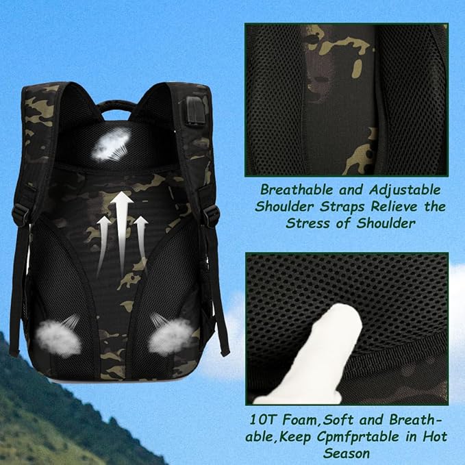 4land Camo Backpack for BoysArmy Boys Backpacks for Elementary Middle School MilitaryCamouflage Bookbag 40L