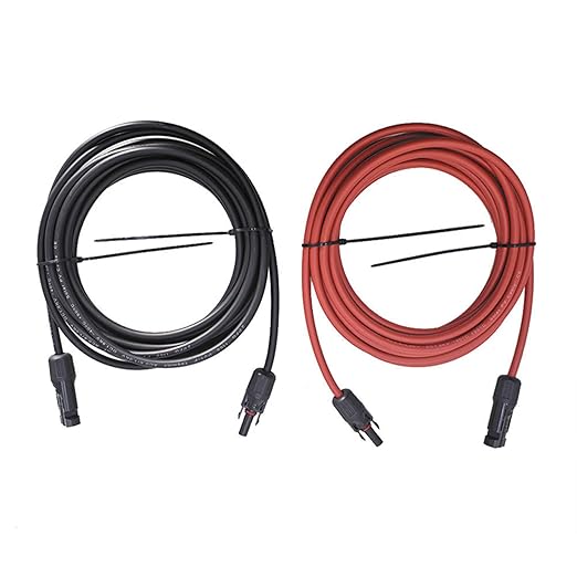 WFLNHB 25FT 12AWG Black + Red 12 Gauge Solar Panel Extension Cable Wire with Female and Male Connector Solar Connector