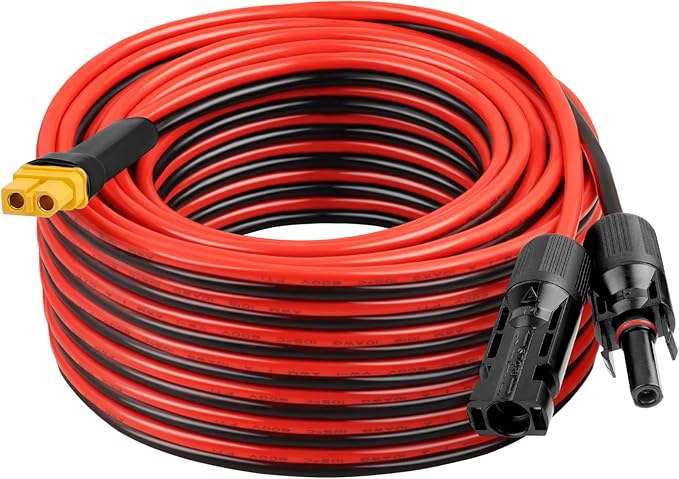 XRDS -RF Solar Connector to XT60 Cable 40FT 10AWG Solar to XT60 Female Extension Cable 600V Rated Power Cable for Solar Panels Batteries Power Stations – Heavy-Duty High Current Transfer