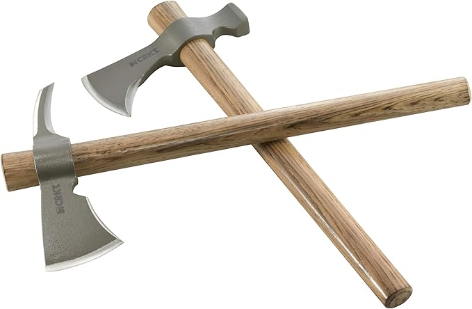 CRKT Woods Chogan T-Hawk Outdoor Survival Tomahawk: 1055 Carbon Steel Plain Edge Blade Tennessee Hickory Handle 2730