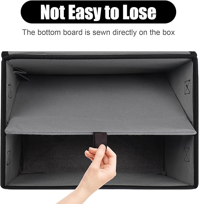 Bagnizer Large 42 Quarts Fabric Storage Bins with Lids [2-Pack] Linen Collapsible Foldable Storage Cubes Closet Organizer Containers boxes with Handles for Home Office (16.7 x 12 x 12 Black &amp Gr