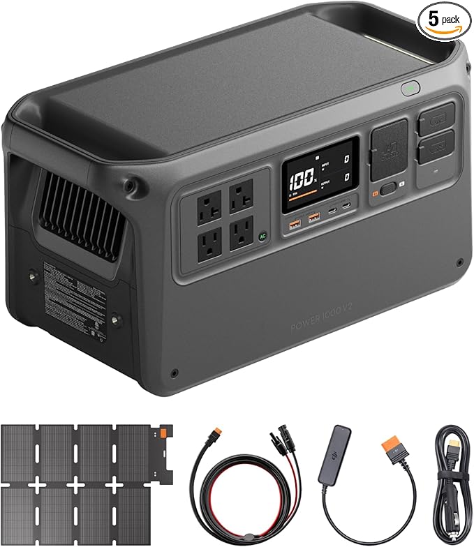 DJI Power 1000 V2 Portable Power Station Solar Generator with IBCPOWER 100W Foldable Solar Panel 1024Wh LFP Battery 2600W Output Car Power Outlet to SDC Power Cable (12V/24V) Camping Outdoors