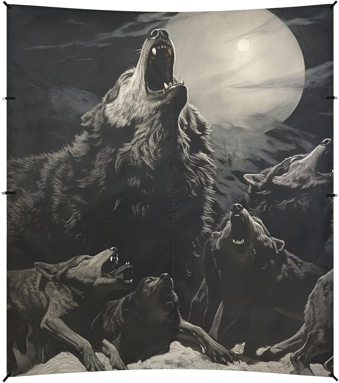 ALAZA Flock of Wolves at Night The Leader Howls to The Moon Beach Tent Sun Shelter Portable Canopy Sunshade for Outdoor Camping Picnics Backyard Fun 10x9 ft