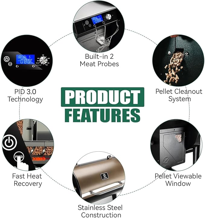Z GRILLS Wood Pellet Grill &amp Smoker 8-in-1 Outdoor BBQ Grill with PID 3.0 Controller 697 sq in Cooking Area 2 Meat Probes LCD Screen Rain Cover Included